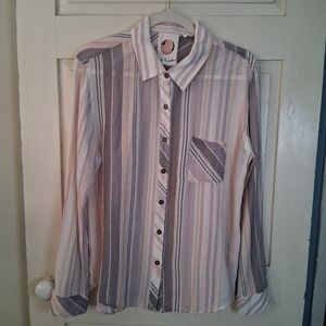 Ash & Ember Striped Casual Button Up Long Sleeve Cotton Shirt